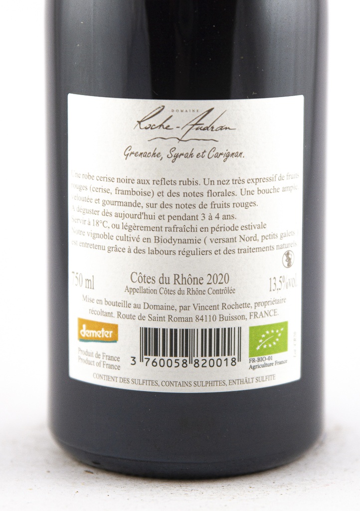 Côtes du Rhône La Roche Audran tradition BIO 2020 75 cl Rouge