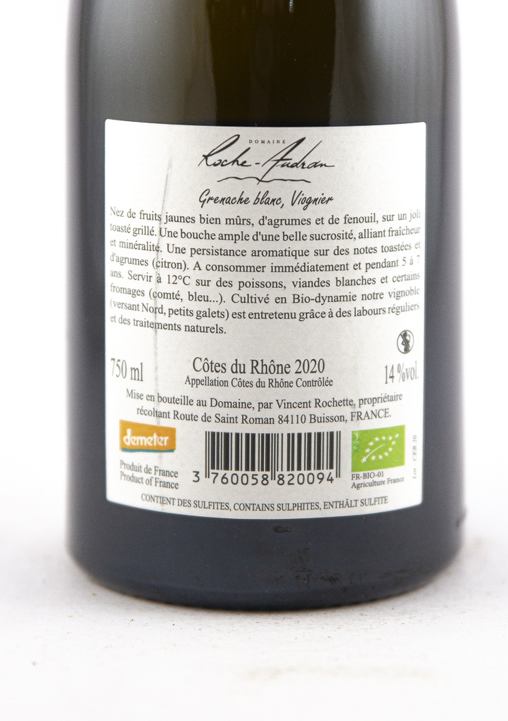 Côtes du Rhône Villages La Roche Audran Cesar BIO 2020 75 cl Blanc