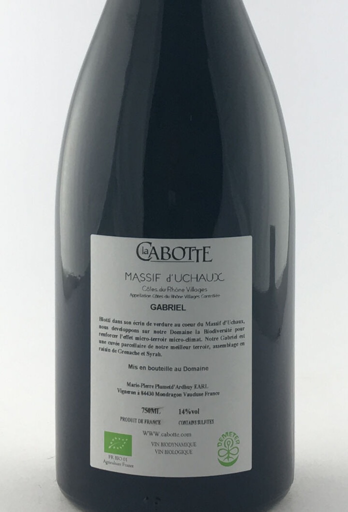 CDR Villages -  Massif d'uchaux La Cabotte Gabriel 2016 75 cl Rouge