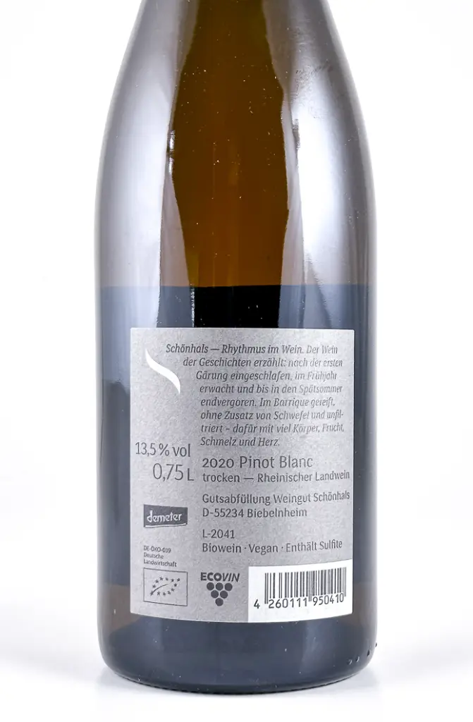pinot blanc weingut schoenhals signature  BIO 2020 75 cl Rouge.webp