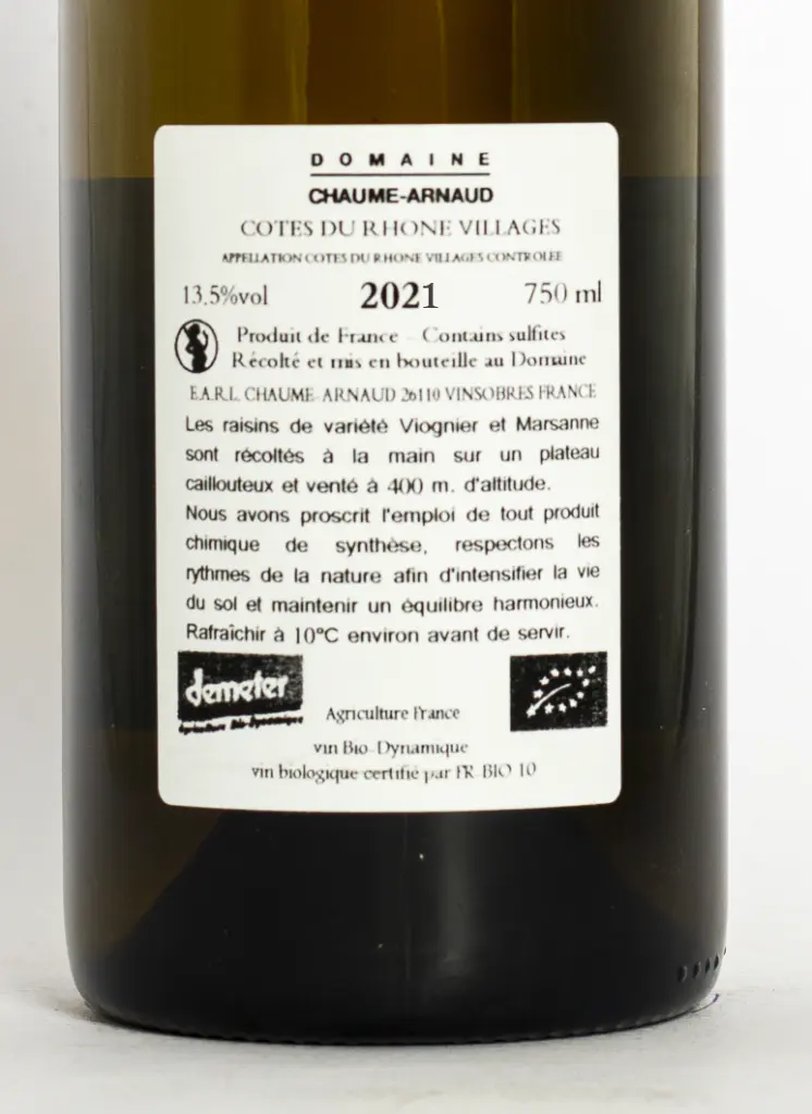 Côtes du Rhône Villages Chaume Arnaud La Cadène BIO 2021 75 cl Blanc (2) - copie.webp