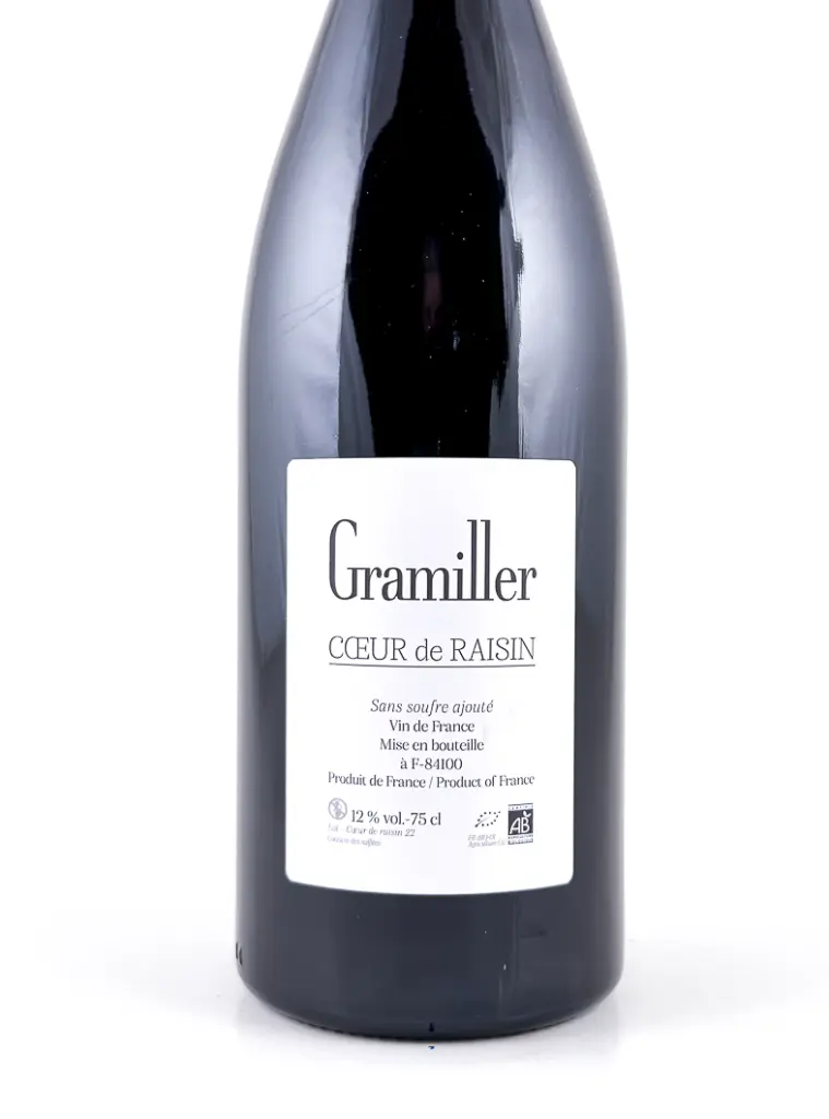 Vin de France Gramiller Coeur de raisin, BIO sans souffre ajouté 2024 75 cl Rouge (1).webp
