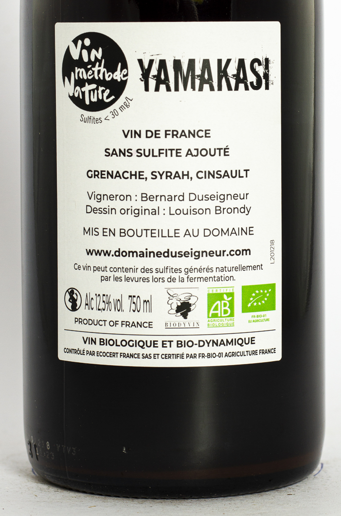 Vin de France Bernard Duseigneur Yamakasi BIO 2021 75 cl Rouge