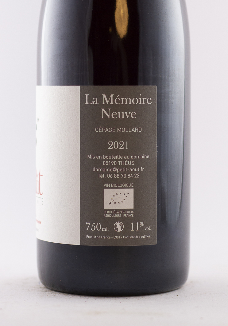 IGP Hautes Alpes Petit Aout La mémoire neuve BIO 2021 75 cl Rouge