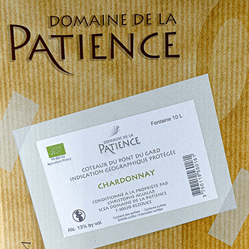 IGP Pont du Gard La Patience Chardonnay BIB (cubi) BIO 1000 cl Blanc