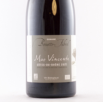 Côtes du Rhône Bonetto Fabrol Mas Vincente BIO 2021 75 cl Rouge